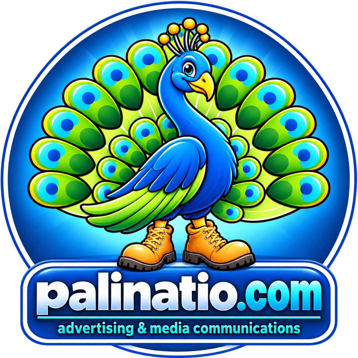 palinatio.com — advertising & media communications, logo con pavone